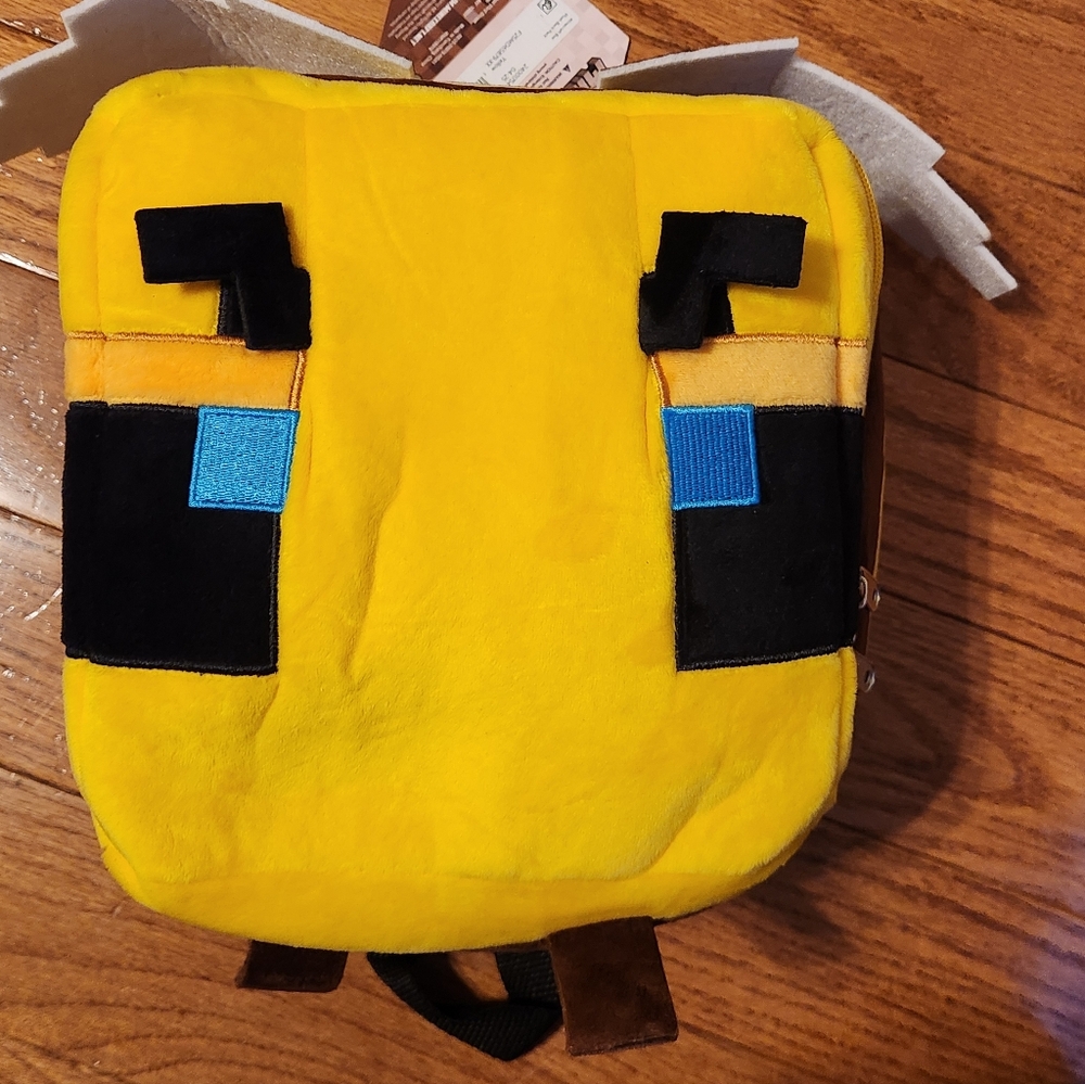 Minecraft Bee Backpack Bag Plush Zipper NWT